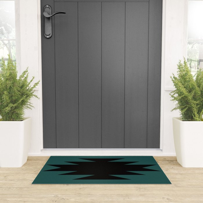 Geometric Southwestern Minimalism - Teal Green Welcome Mat Gallery Image 3