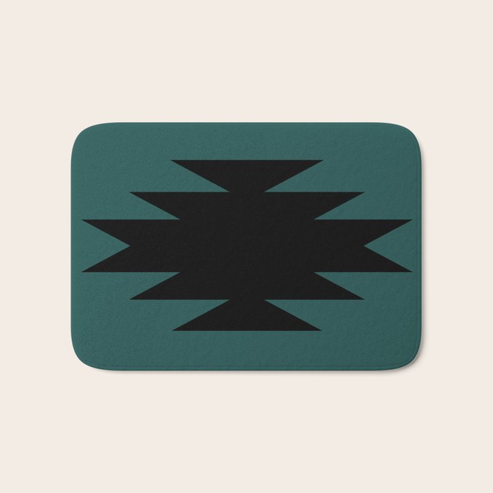 Geometric Southwestern Minimalism - Teal Green Bath Mat Gallery Image 1