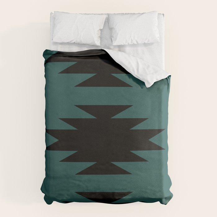 Geometric Southwestern Minimalism - Teal Green Duvet Cover Gallery Image 1