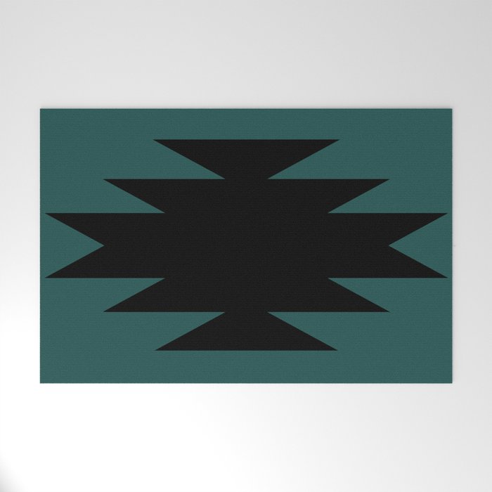 Geometric Southwestern Minimalism - Teal Green Welcome Mat Gallery Image 1