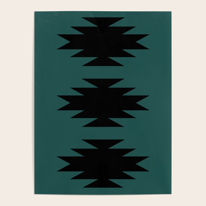 Geometric Southwestern Minimalism - Teal Green Poster Gallery Image 1