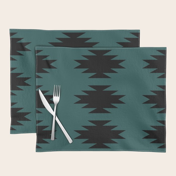Geometric Southwestern Minimalism - Teal Green Placemat Gallery Image 1