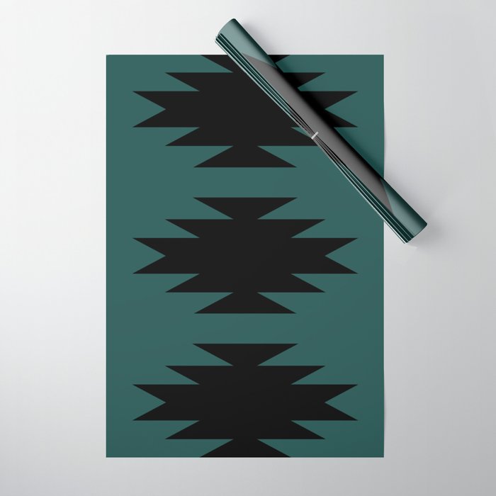 Geometric Southwestern Minimalism - Teal Green Wrapping Paper Gallery Image 1