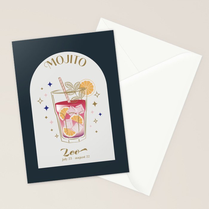 Mojito Cocktail Zodiac Sign Stationery Card Gallery Image 2