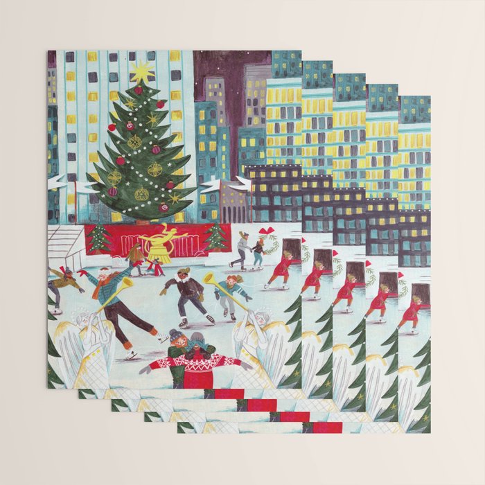 New York city ice rink Rockefeller center skating Wrapping Paper Gallery Image 3