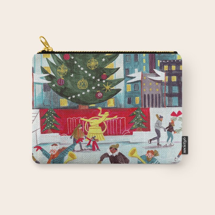 New York city ice rink Rockefeller center skating Carry All Pouch Gallery Image 1