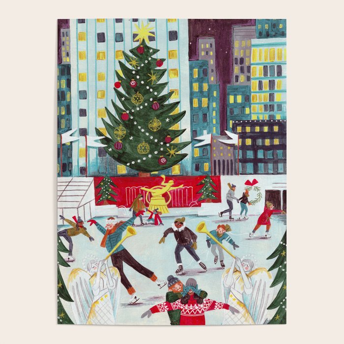 New York city ice rink Rockefeller center skating Poster Gallery Image 1