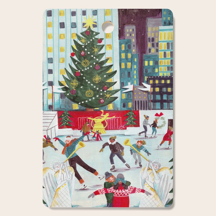 New York city ice rink Rockefeller center skating Cutting Board Gallery Image 1