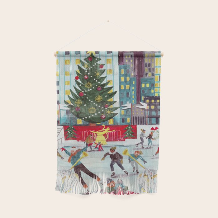 New York city ice rink Rockefeller center skating Wall Hanging Gallery Image 1