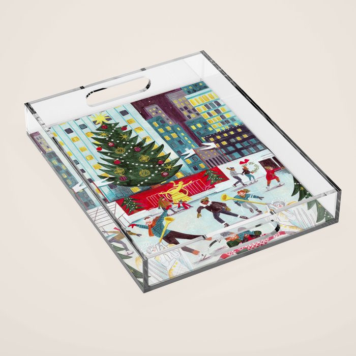 New York city ice rink Rockefeller center skating Acrylic Tray Gallery Image 1