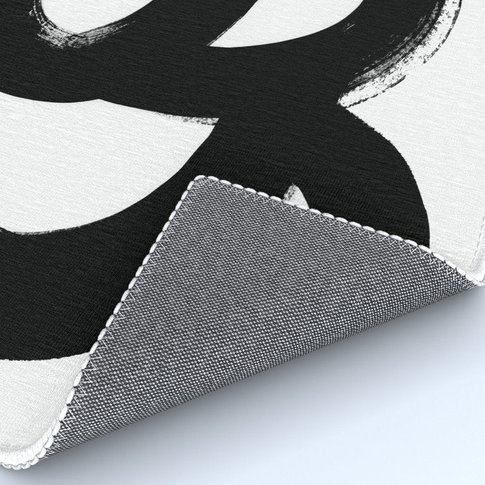 Black & White Minimalist Abstract Mid century Ink Art Dark Brush Strokes Rug Gallery Image 4