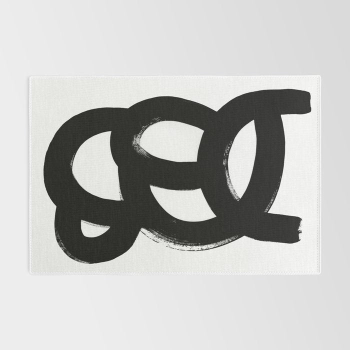 Black & White Minimalist Abstract Mid century Ink Art Dark Brush Strokes Rug Gallery Image 2