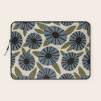 Floral Pattern / Slate Blue & Green Laptop Sleeve Gallery Image 1