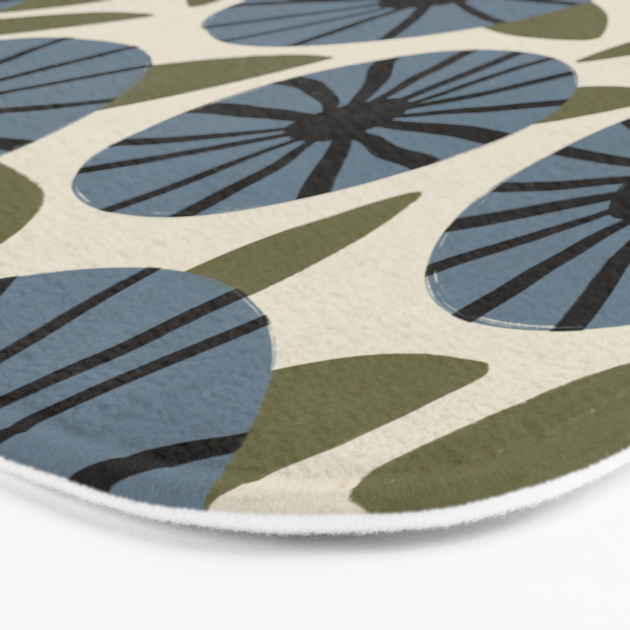 Floral Pattern / Slate Blue & Green Bath Mat Gallery Image 3