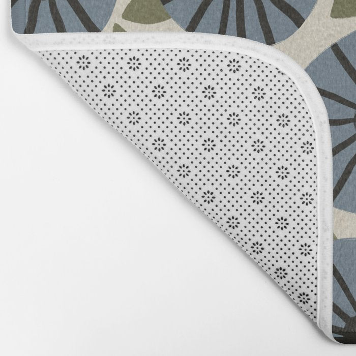 Floral Pattern / Slate Blue & Green Bath Mat Gallery Image 2