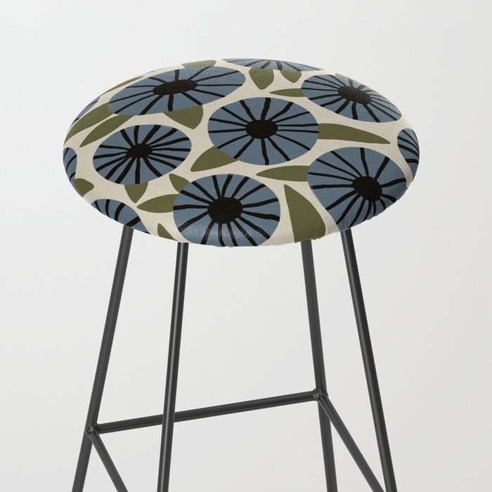 Floral Pattern / Slate Blue & Green Stool Gallery Image 2