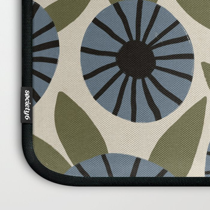 Floral Pattern / Slate Blue & Green Laptop Sleeve Gallery Image 3