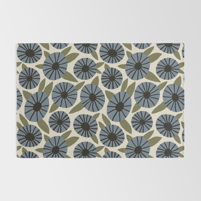 Floral Pattern / Slate Blue & Green Rug Gallery Image 2