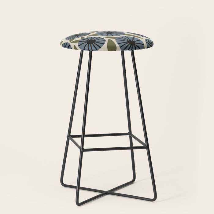 Floral Pattern / Slate Blue & Green Stool Gallery Image 1
