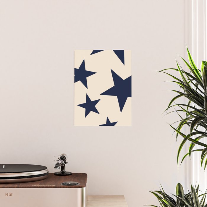 Navy & Light Beige Big Ol' Stars Poster Gallery Image 2