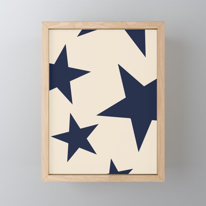 Navy & Light Beige Big Ol' Stars Mini Art Print Gallery Image 1