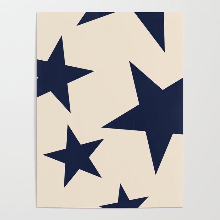 Navy & Light Beige Big Ol' Stars Poster Gallery Image 4