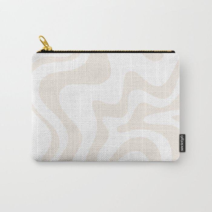 Liquid Swirl Abstract Pattern in Pale Beige and White Carry All Pouch Gallery Image 1