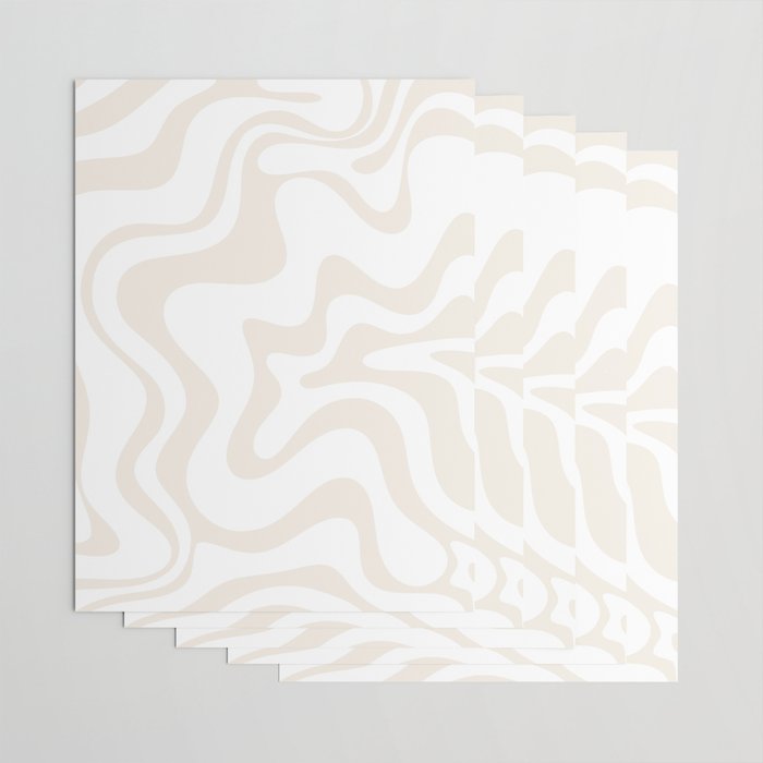 Liquid Swirl Abstract Pattern in Pale Beige and White Wrapping Paper Gallery Image 3