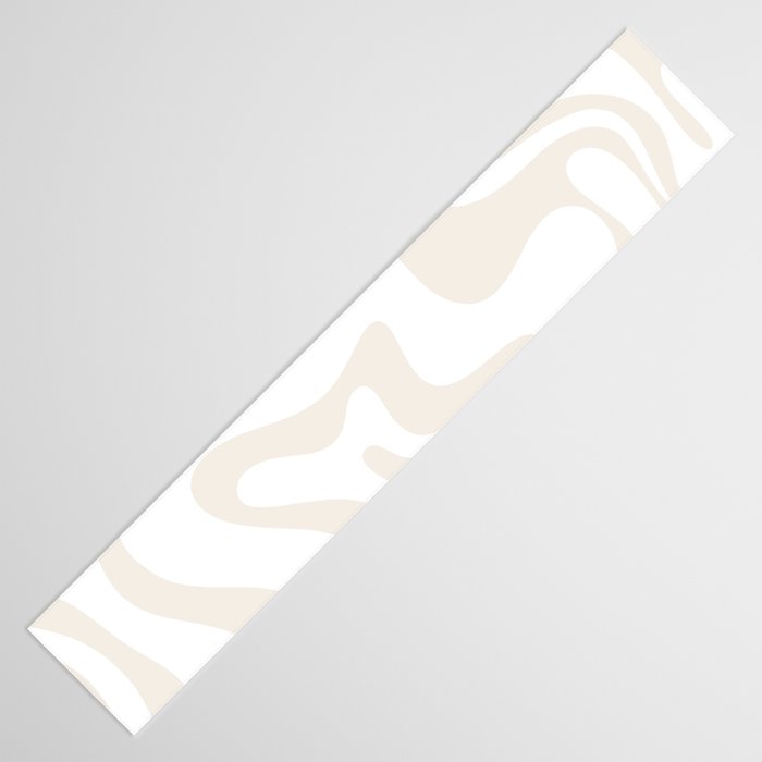 Liquid Swirl Abstract Pattern in Pale Beige and White Table Runner Gallery Image 3