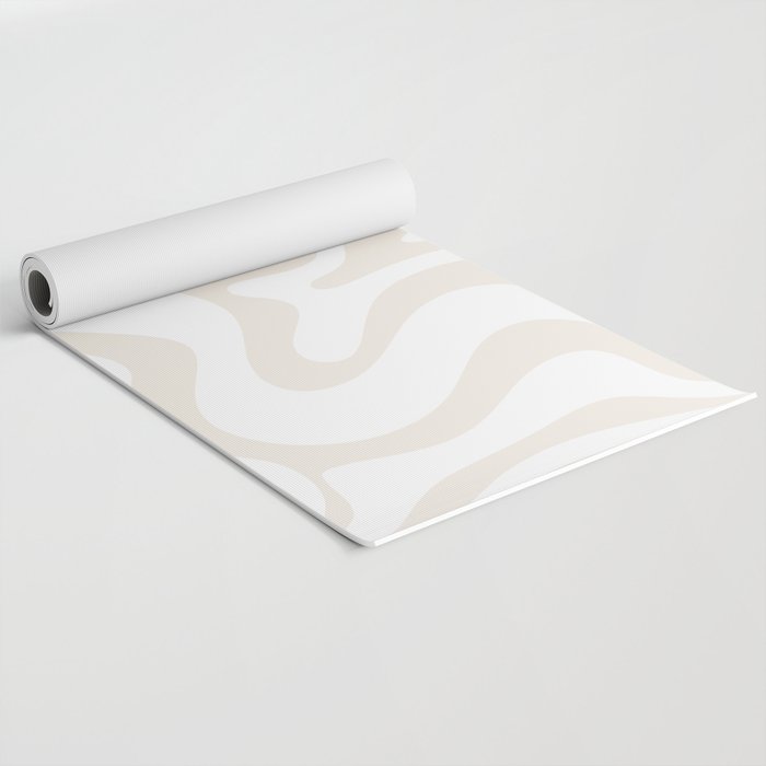 Liquid Swirl Abstract Pattern in Pale Beige and White Yoga Mat Gallery Image 2