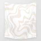Liquid Swirl Abstract Pattern in Pale Beige and White Wall Tapestry Gallery Image 4