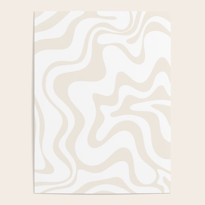 Liquid Swirl Abstract Pattern in Pale Beige and White Poster Gallery Image 4