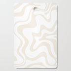 Liquid Swirl Abstract Pattern in Pale Beige and White Cutting Board Gallery Image 1