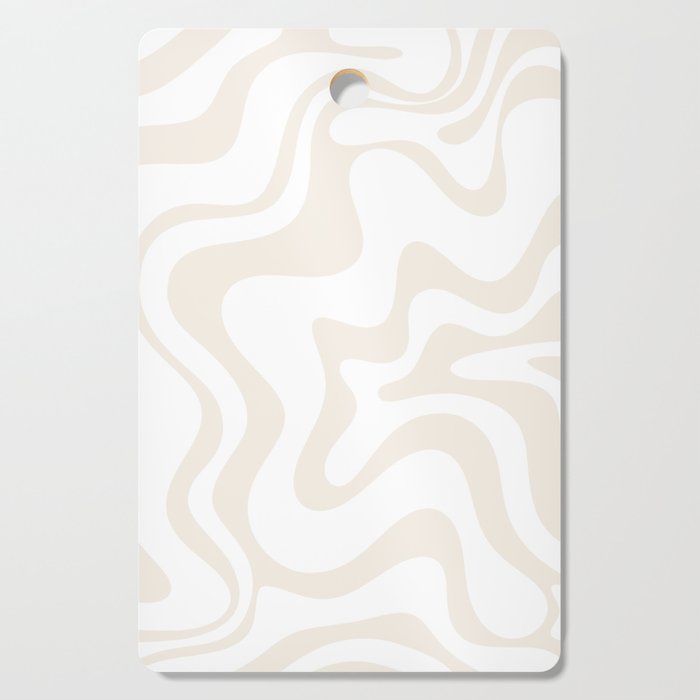 Liquid Swirl Abstract Pattern in Pale Beige and White Cutting Board Gallery Image 1