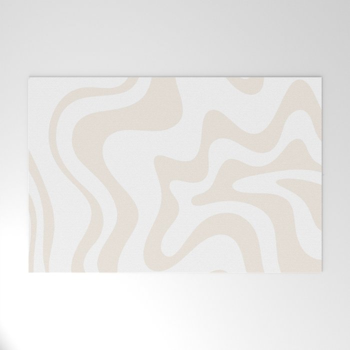 Liquid Swirl Abstract Pattern in Pale Beige and White Welcome Mat Gallery Image 1