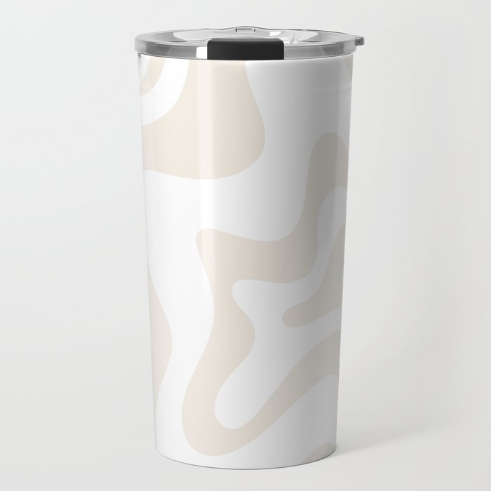 Liquid Swirl Abstract Pattern in Pale Beige and White Travel Mug Gallery Image 1
