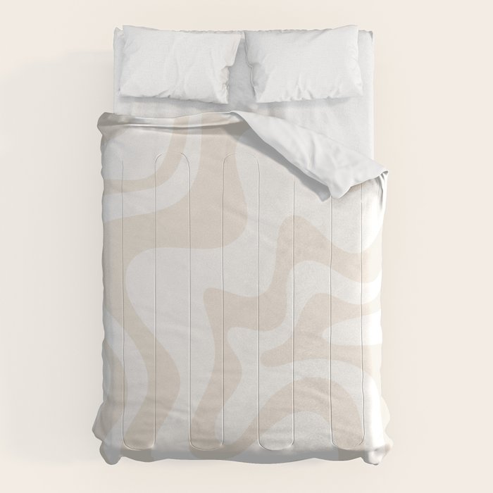 Liquid Swirl Abstract Pattern in Pale Beige and White Comforter Gallery Image 1