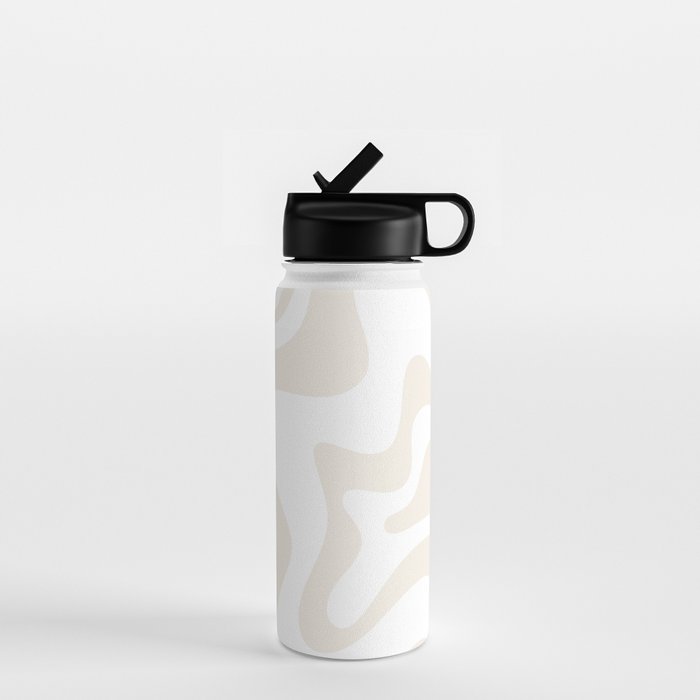 Liquid Swirl Abstract Pattern in Pale Beige and White Water Bottle Gallery Image 1