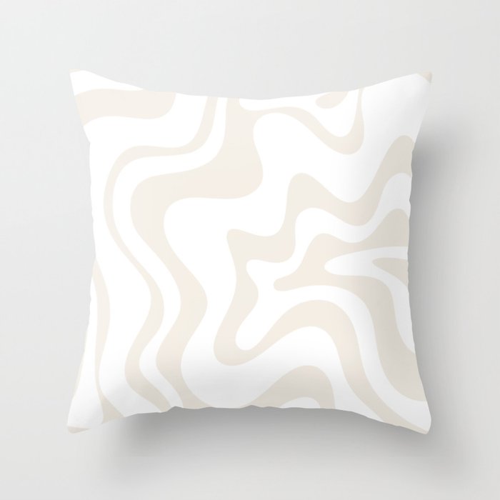 Liquid Swirl Abstract Pattern in Pale Beige and White Throw Pillow Gallery Image 6