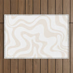 Liquid Swirl Abstract Pattern in Pale Beige and White Outdoor Rug Gallery Image 1