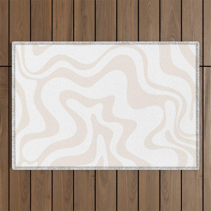 Liquid Swirl Abstract Pattern in Pale Beige and White Outdoor Rug Gallery Image 1