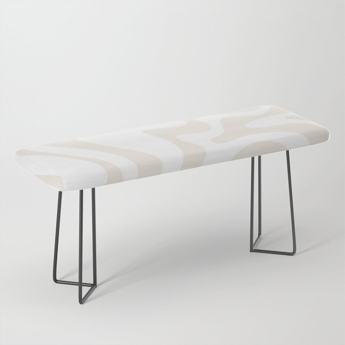 Liquid Swirl Abstract Pattern in Pale Beige and White Bench Gallery Image 1