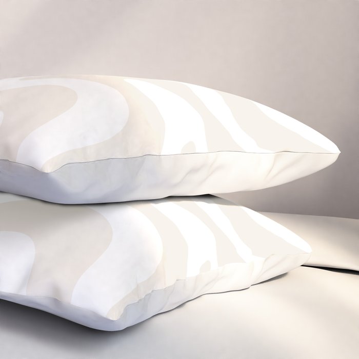 Liquid Swirl Abstract Pattern in Pale Beige and White Pillow Sham Gallery Image 3