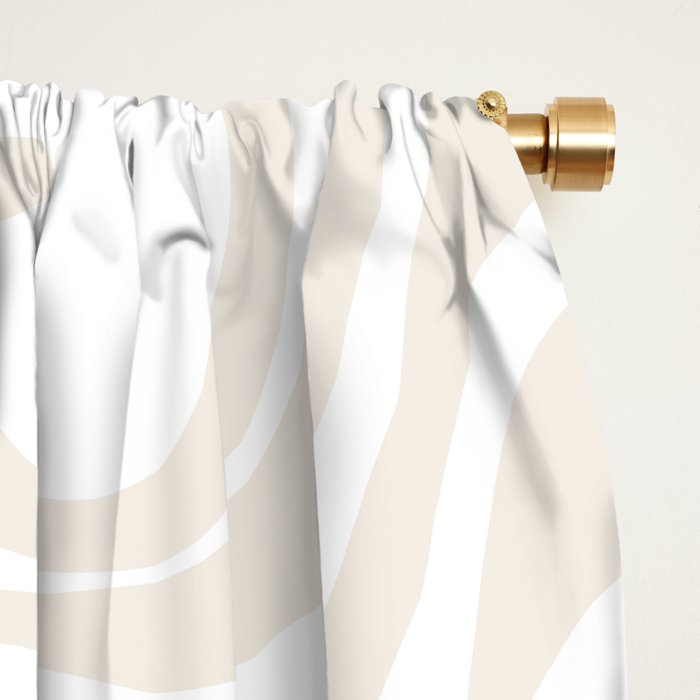 Liquid Swirl Abstract Pattern in Pale Beige and White Window Curtain Gallery Image 2