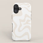 Liquid Swirl Abstract Pattern in Pale Beige and White iPhone Case Gallery Image 1