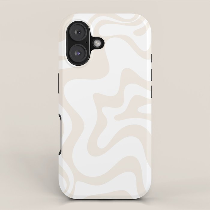 Liquid Swirl Abstract Pattern in Pale Beige and White iPhone Case Gallery Image 1