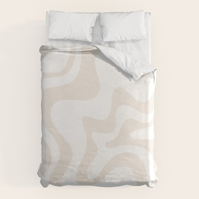 Liquid Swirl Abstract Pattern in Pale Beige and White Duvet Cover Gallery Image 6