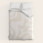 Liquid Swirl Abstract Pattern in Pale Beige and White Duvet Cover Gallery Image 6