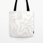 Liquid Swirl Abstract Pattern in Pale Beige and White Tote Bag Gallery Image 1