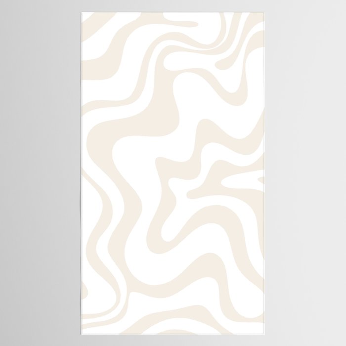 Liquid Swirl Abstract Pattern in Pale Beige and White Tablecloth Gallery Image 2